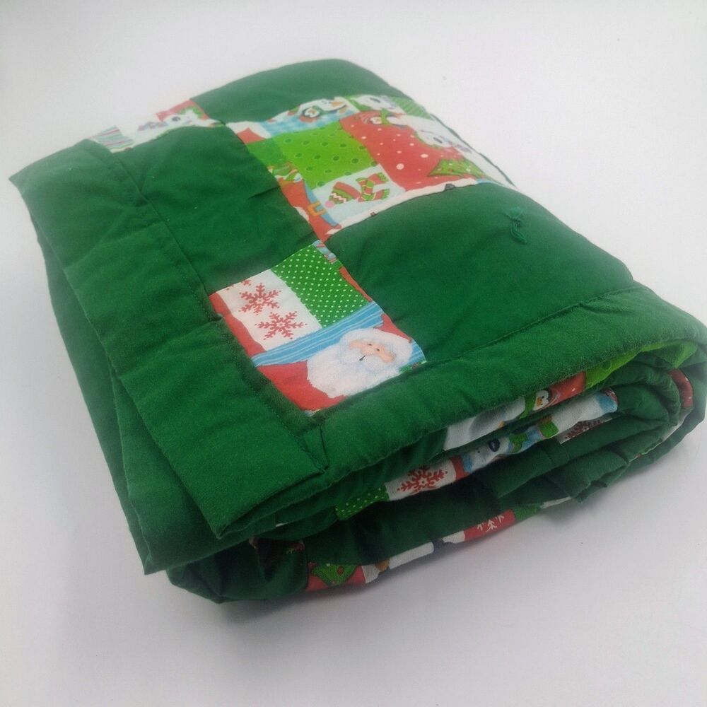 Handmade Christmas Patchwork Quilt Baby Lap 35x34
